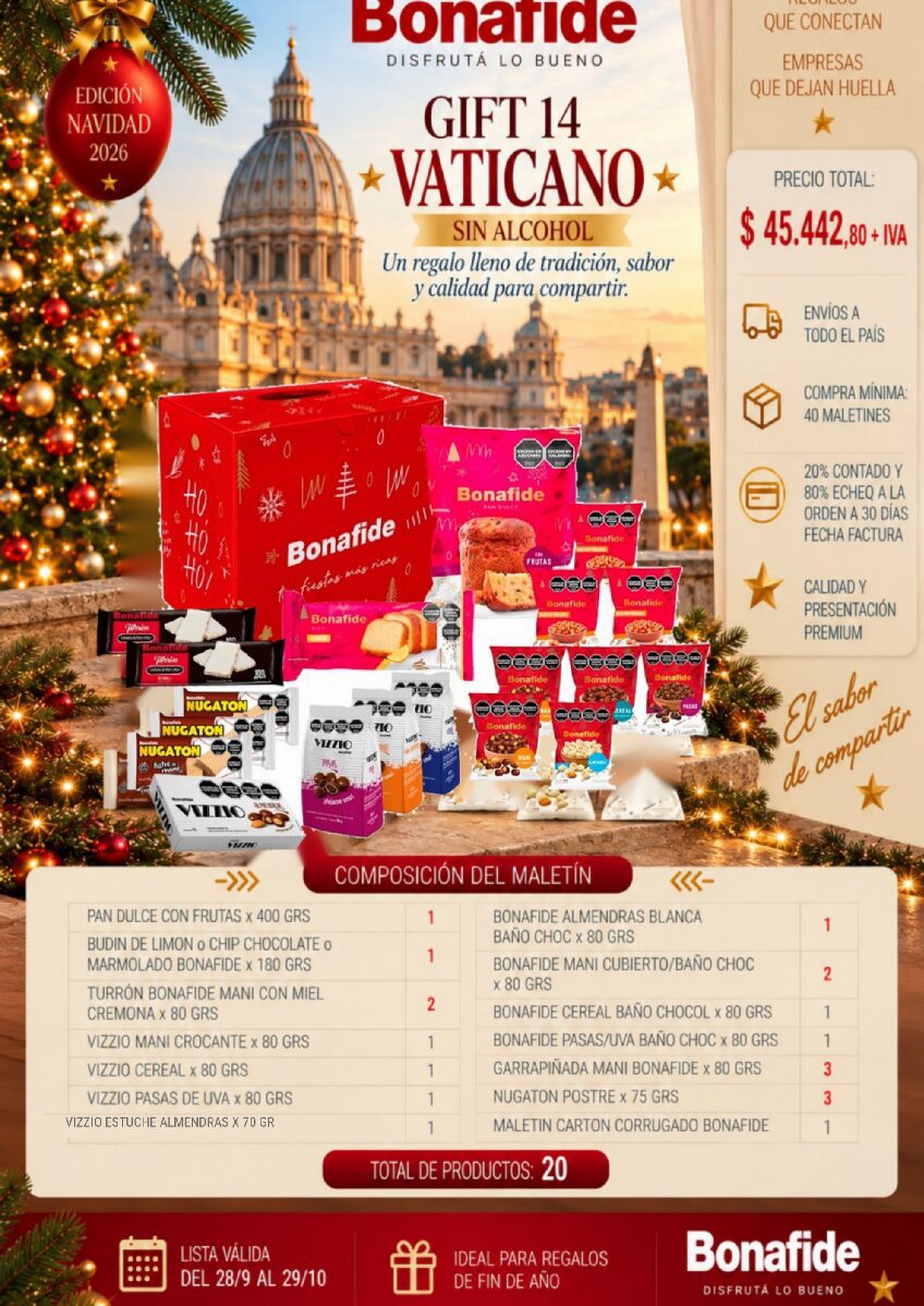 CAJA NAVIDEÑA BONAFIDE - GIFT 14 VATICANO SIN ALCOHOL